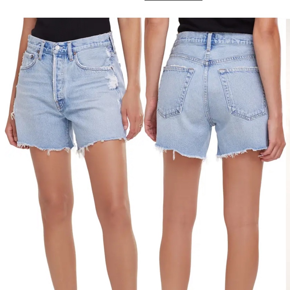 Agolde Parker Long Organic Cotton Denim Shorts